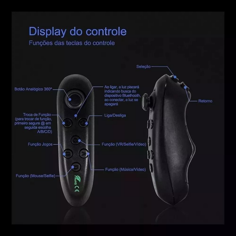 Óculos Vr Realidade Virtual 3d Com Fone De Ouvido E Controle