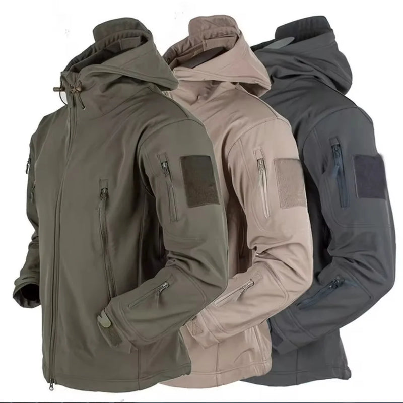 Military Outdoor Jackets Men Shark Skin Soft Shell Tactical Waterproof Windbreaker Army Combat Jacket Mens Hooded Bomber Coats